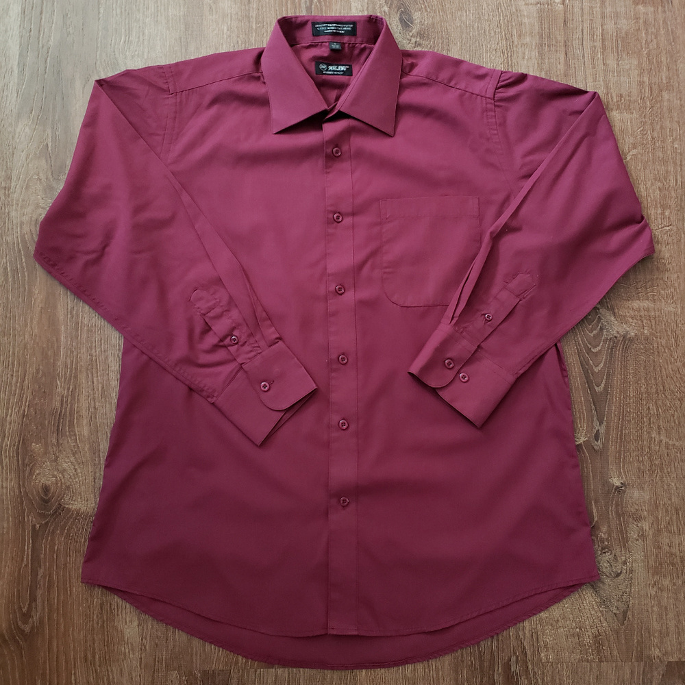 MILANI	Long Sleeve	Men Shirt Burgandy 16  32/33